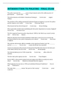 INTRODUCTION TO POLICING - FINAL EXAM