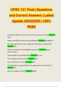 CPSC 131 Final &vert; Questions and Correct Answers &vert; Latest Update 2024&sol;2025 &vert; 100&percnt; PASS