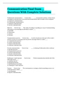 Communication Final Exam &lowbar;&lowbar; Questions With Complete Solutions