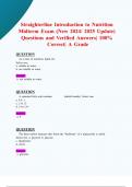 Straighterline  Introduction to Nutrition  Midterm Exam &lpar;New 2024&sol; 2025 Update&rpar;   Questions and Verified Answers&vert; 100&percnt;  Correct&vert; A Grade