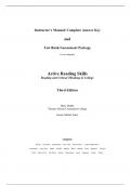 Active Reading Skills&colon; Instructor's Manual and Test Bank for College-Level Reading and Critical Thinking