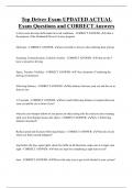Top Driver   Bundled Exam Questions and CORRECT Answers