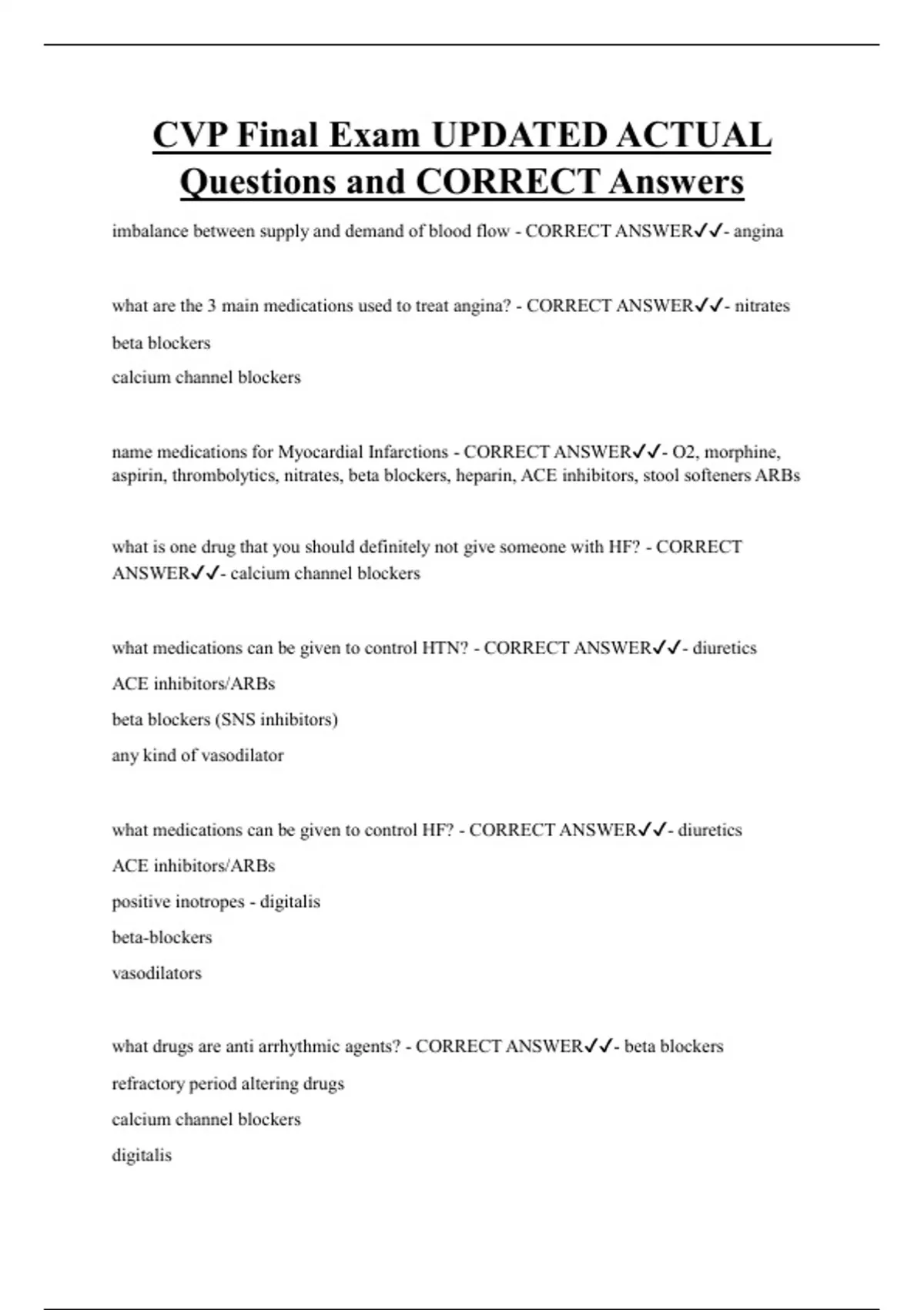 CVP Final Exam UPDATED ACTUAL Questions and CORRECT Answers - CVP ...