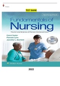 Test Bank for Fundamentals of Nursing;The Art and Science of Person-Centered Care 10th Edition by Carol Taylor, Pamela Lynn & Jennifer Bartlett - Complete Elaborated and Latest Test Bank. ALL Chapters (1-47) Included & Updated