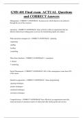 GMS 401    Bundled Exam Questions and CORRECT Answers