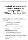 Test Bank for Fundamental Concepts and Skills for Nursing 6th Edition Williams – Top Rated 2023