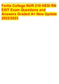 Fortis College NUR 210 HESI RN EXIT Exam Questions and Answers Graded A+ New Update 2022/2023