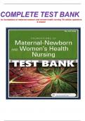 COMPLETE TEST BANK&colon; for foundations of maternal newborn and women health nursing 7th edition questions & answer