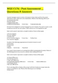WGU C176 &colon; Post Assessment &lowbar;&lowbar; Questions & Answers
