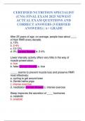 CERTIFIED NUTRITION SPECIALIST &lpar;CNS&rpar; FINAL EXAM 2025 NEWEST ACTUAL EXAM QUESTIONS AND CORRECT ANSWERS &lpar;VERIFIED ANSWERS&rpar; &vert; A&plus; GRADE