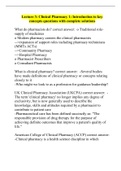 Lecture 3&colon; Clinical Pharmacy 1&colon; Introduction to key concepts questions with complete solutions
