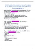 CSR Certified Specialist in Renal Nutrition Exam 2025 Questions and Correct Answers &lpar;Verified Answers&rpar;