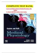 COMPLETE TEST BANK&colon; Guyton and Hall Textbook of Medical Physiology 14th Edition by John E&period; Hall PhD &lpar;Author&rpar; latest Update&period;