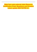 State farm auto external claim Resource Certification Exam Questions and Answers Latest update 2023 RATED A&plus;&period;