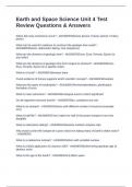 Earth and Space Science Unit 4 Test Review Questions & Answers