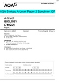     AQA Biology A-Level Paper 2 Specimen QP. Graded A