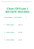 Chem 120 Exam 1 REVIEW 2023/2024    SI unit for Temperature -     CORRECT ANSWER                    C        F -     CORRECT ANSWER                    (9/5 C) + 32        C -     CORRECT ANSWER                    5/9 (F -32)        K -     CORRECT ANSWER 
