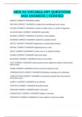 HESI A2 VOCABULARY QUESTIONS AND ANSWERS &vert; VERIFIED