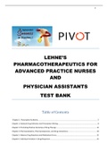 Test bank for Lehne’s Pharmacotherapeutics for Advanced Practice Nurses and Physician Assistants GRADED A+