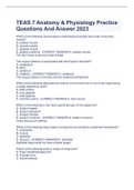 TEAS 7 Anatomy & Physiology Practice  Questions And Answer 2023