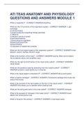 ATI TEAS ANATOMY AND PHYSIOLOGY QUESTIONS AND ANSWERS MODULE 1