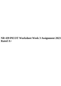 NR 439 PICOT Worksheet Week 3 Assignment 2023 Rated A+.