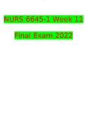 NURS 6645-1 Week 11 Final Exam Questions and Answers (2022/2023) (Verified Answers)