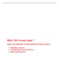 HIEU 201 Lecturer Quiz 7 Answer (3 Versions) / HIEU201 Lecturer Quiz 7 (Latest), HIEU 201-HISTORY OF WESTERN CIVILIZATION I, Liberty university.