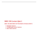 HIEU 201 Lecturer Quiz 1 Answer (3 Versions) / HIEU201 Lecturer Quiz 1 (Latest), HIEU 201-HISTORY OF WESTERN CIVILIZATION I, Liberty university.