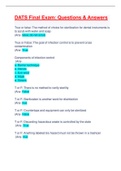 DATS Final Exam&colon; DAT Exam Study Guide&colon; DAT 102 Final Exam&colon; DATS Mid Term Exam Review&colon; Questions & Answers&colon;  