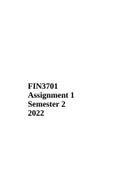 FIN3701 Assignment 1 Semester 2 2022