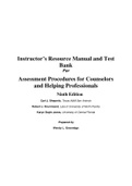 Assessment Procedures for Counselors and Helping Professionals&comma; 9e Robert Drummond&comma; Karyn Jones &lpar;Solution Manual with Test Bank&rpar;