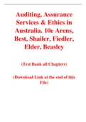 Auditing, Assurance Services & Ethics in Australia. 10e Arens, Best, Shailer, Fiedler, Elder, Beasley (Test Bank)