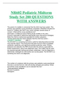 NR602 Pediatric Midterm Study Set 280 QUESTIONS WITH ANSWERS