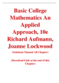 Basic College Mathematics An Applied Approach, 10e Richard Aufmann, Joanne Lockwood (Solution Manual)