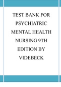 Test Bank For Psychiatric Mental Health Nursing 9th Edition By Videbeck