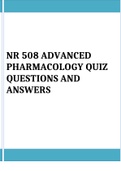 NR 508 Advanced pharmacology Quiz questions and answers Graded A+