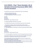 CLU HS323 - Chp 7 Quiz &lpar;Variable Life & Variable Universal Insurance&rpar; With 100&percnt; Correct Answers