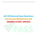 AZ-104 Renewal Exam Questions and Answers 2023(Version 2)A GRADED LATEST UPDATE