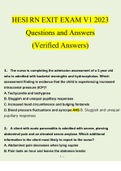 HESI EXIT RN V1 EXAM 2023 Questions and Answers | 100% Verified 160 Questions