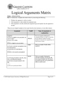 Logical Arguments Martix Worksheet