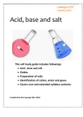 The full lesson notes on Acid , Base and Salt