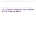WGU C215 Operations Management PVDC Final Exam &lbrace;70 Questions with Verified Answers&rcub; 2023