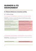 Business Studies 9609 "6 Business and its environment Notes"