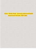 Exam 1 Study Guide - Summary Advanced Health Assessment ACTUAL TEST 2023 