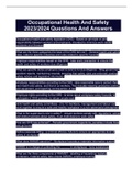 Occupational Health And Safety 2023&sol;2024 Questions And Answers
