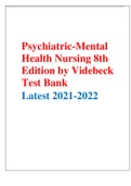 Psychiatric-Mental Health Nursing 8th Edition by Videbeck Test Bank Latest 2021-2022