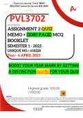 PVL3702 ASSIGNMENT 2 QUIZ MEMO - SEMESTER 1 - 2023 - UNISA - (INCLUDES 2080 PAGES MCQ BOOKLET WITH ANSWERS - DISTINCTION GUARANTEED)
