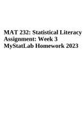 MAT 232 Statistical Literacy Assignment: Week 3 MyStatLab Homework 2023.