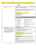 NURS 222 Mental Health Final Exam Review 2023 & NURS 222 Mental Health Final Exam Answers 2023 Score A&plus;&period;